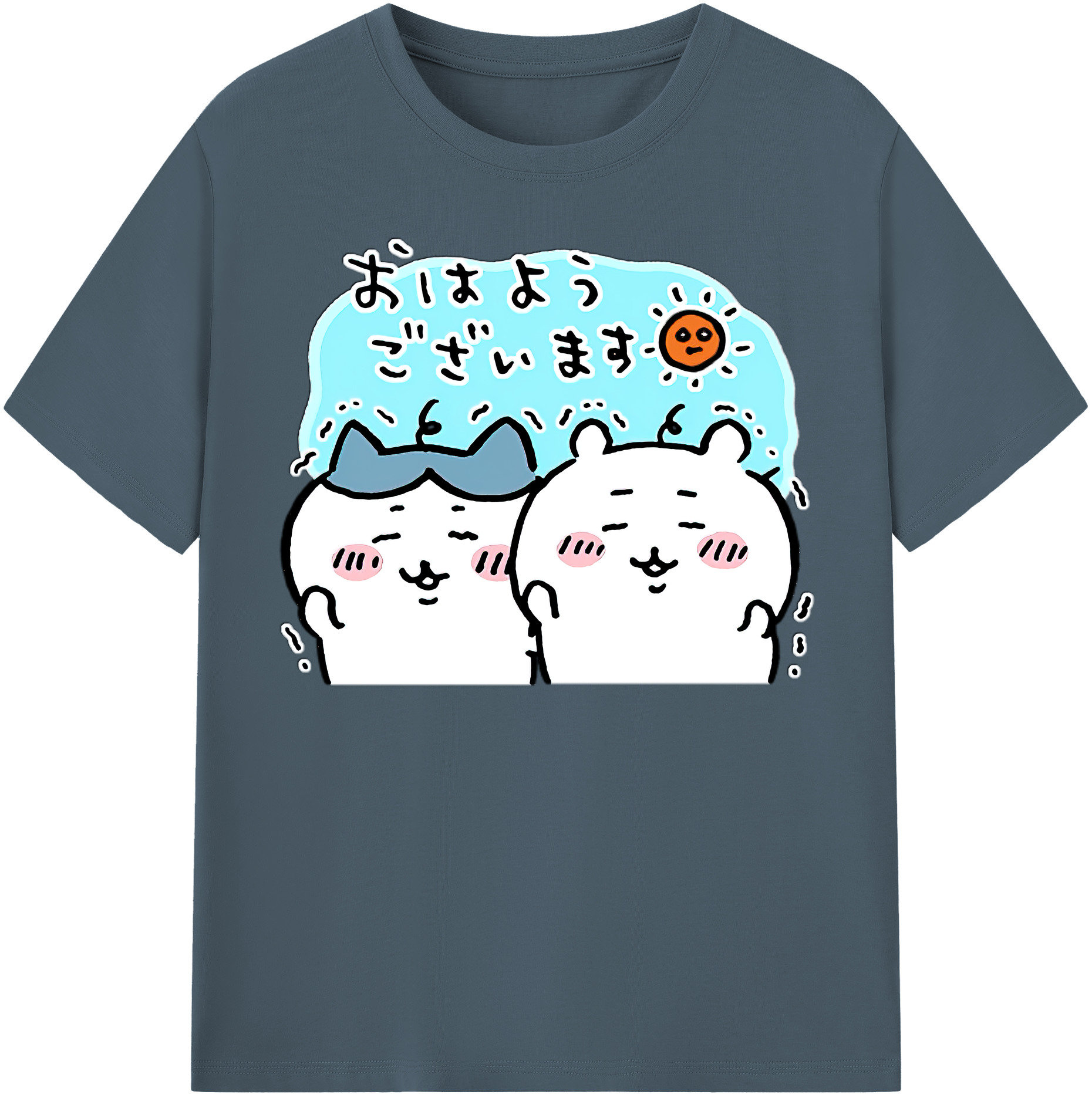 （画像用） ちいかわ ハチワレ Chii-kawa hachiware 綿100％半袖Tシャツ（フロントプリント）